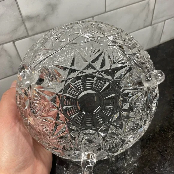 Vintage Cut Glass Footed Compote Snack Bowl Candy Dish - Picture 6 of 6